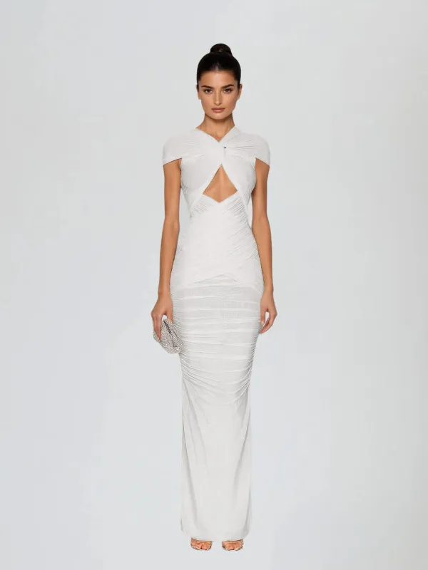 Fiorita Ruched Twisted Cutout Maxi Dress sold by Mew Mews