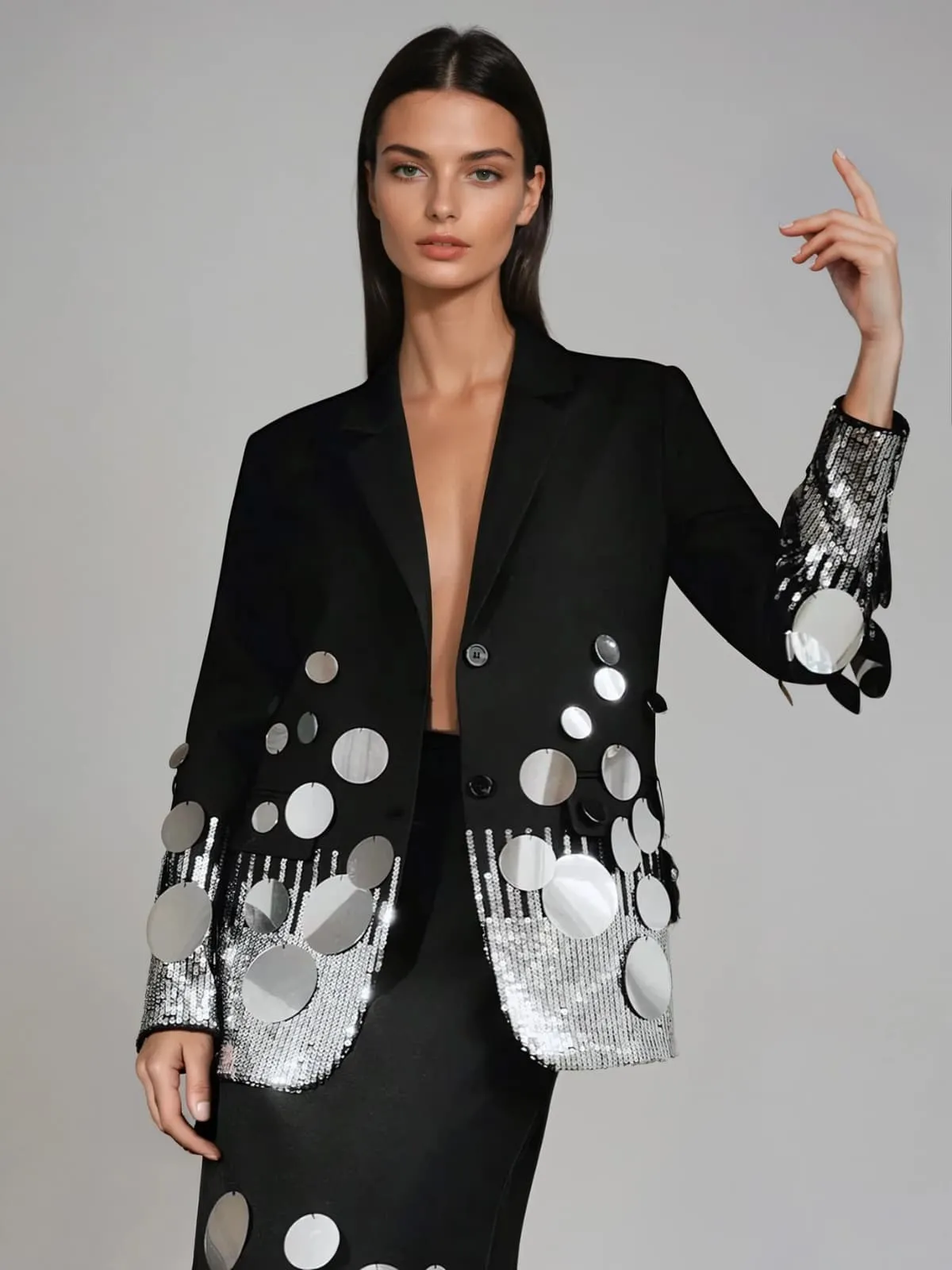 Helioda V Neck Sequin Skirt Set sold by Mew Mews product image thumbnail 4