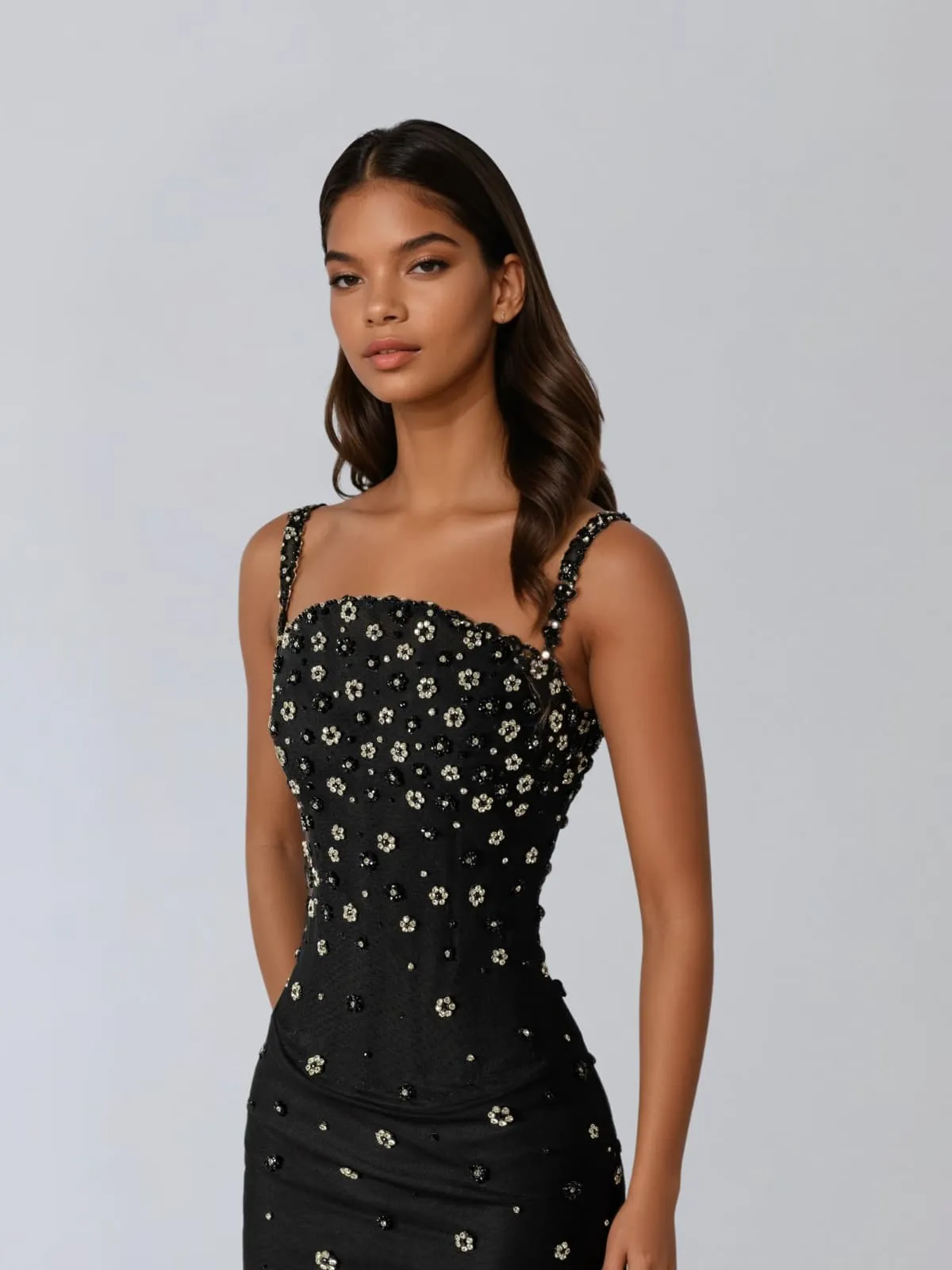 Hortia Spaghetti Flower Split Bandage Maxi Dress sold by Mew Mews product image thumbnail 2