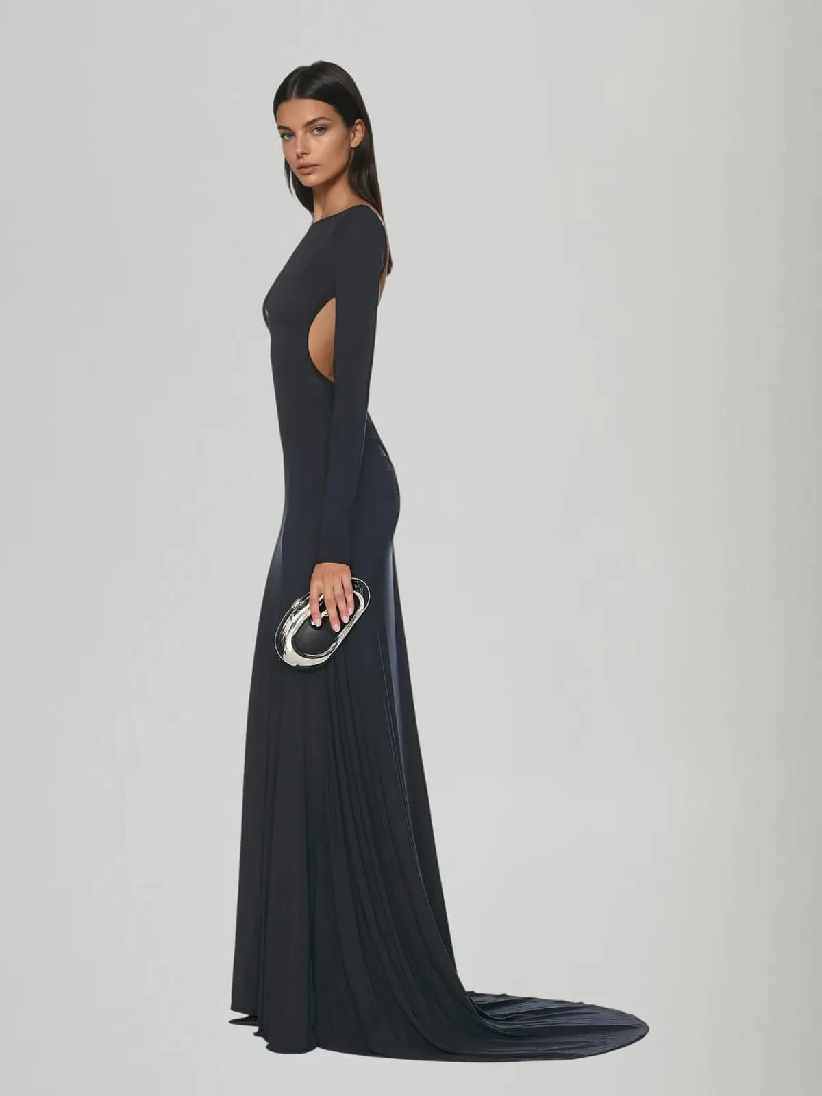 Heliodor Backless Draped Maxi Dress sold by Mew Mews product image thumbnail 4