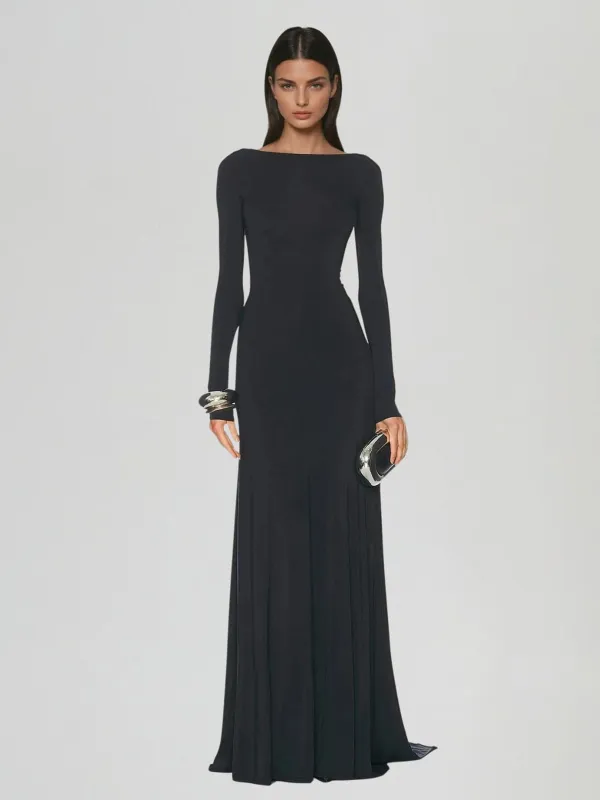 Heliodor Backless Draped Maxi Dress sold by Mew Mews