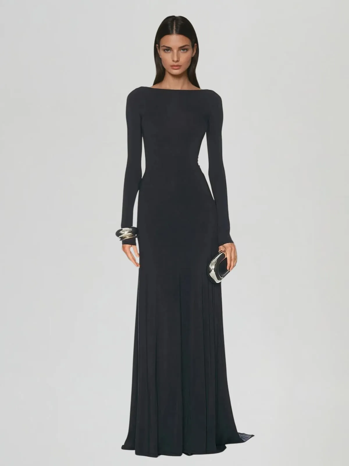 Heliodor Backless Draped Maxi Dress sold by Mew Mews