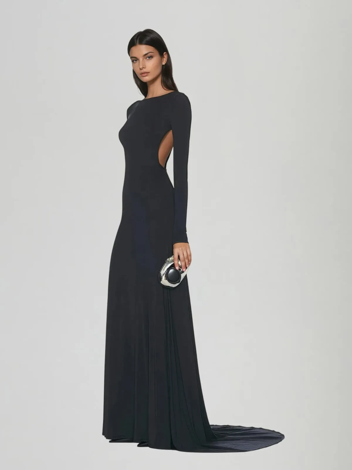 Heliodor Backless Draped Maxi Dress sold by Mew Mews product image thumbnail 3
