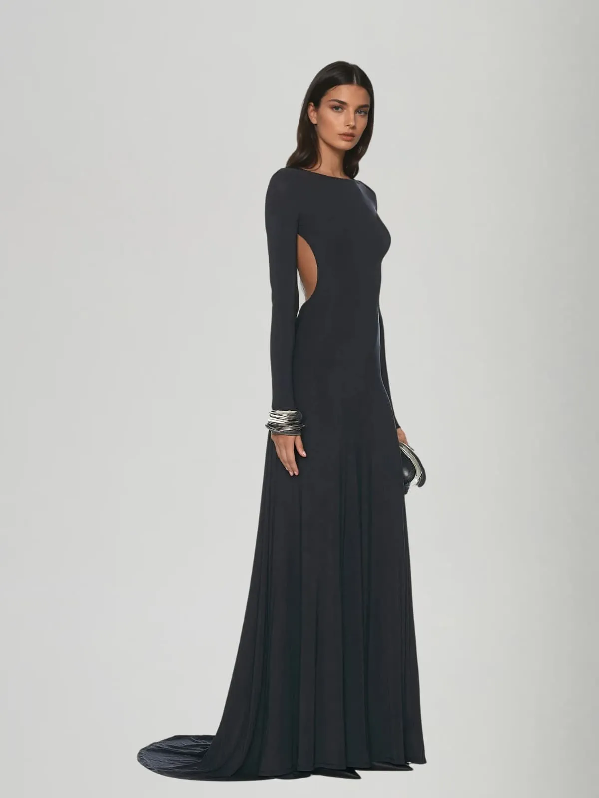 Heliodor Backless Draped Maxi Dress sold by Mew Mews product image thumbnail 2