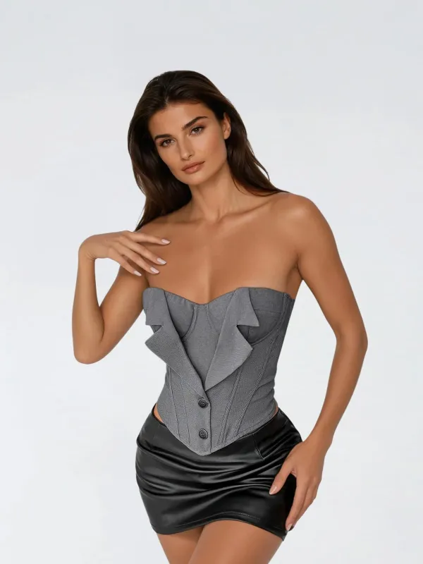 Hyetal Strapless Lace Up Top sold by Mew Mews