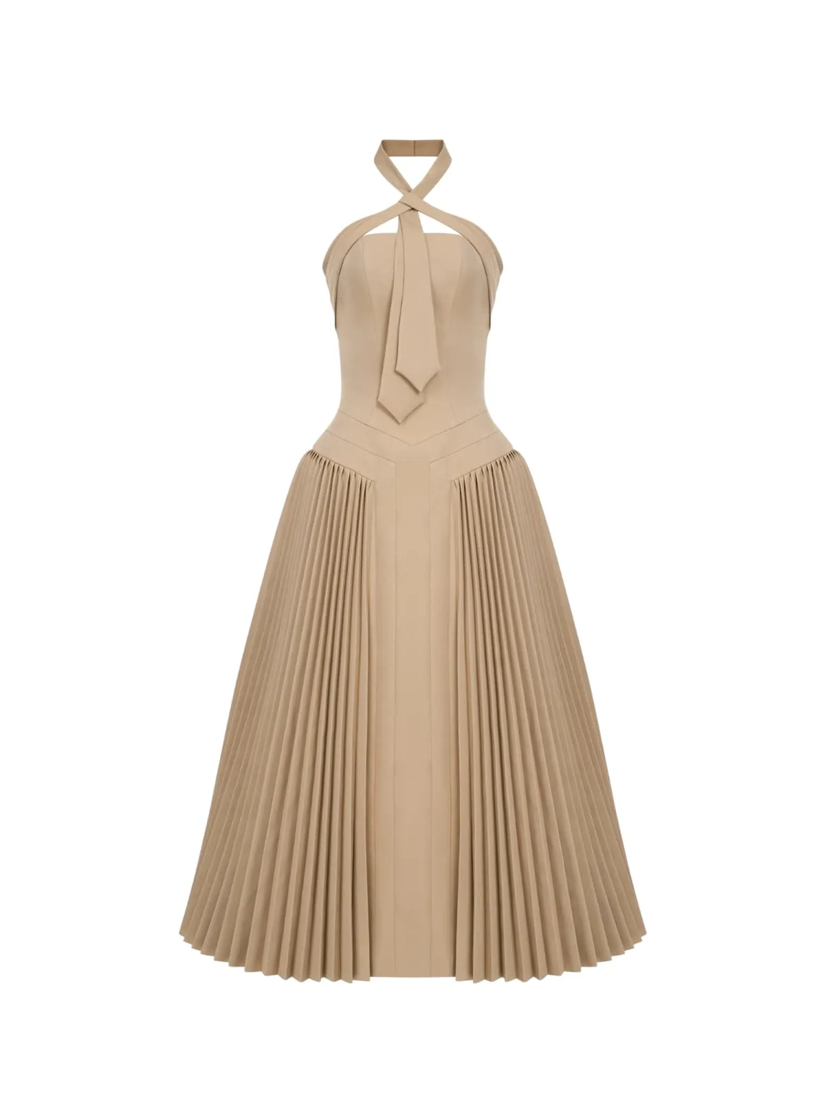 Cyrene Halterneck Tie Pleated Midi Dress sold by Mew Mews product image thumbnail 5