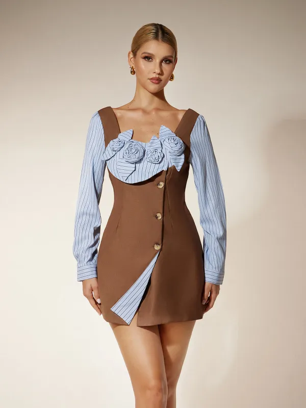 Eissa Flower Stripe Mini Dress sold by Mew Mews