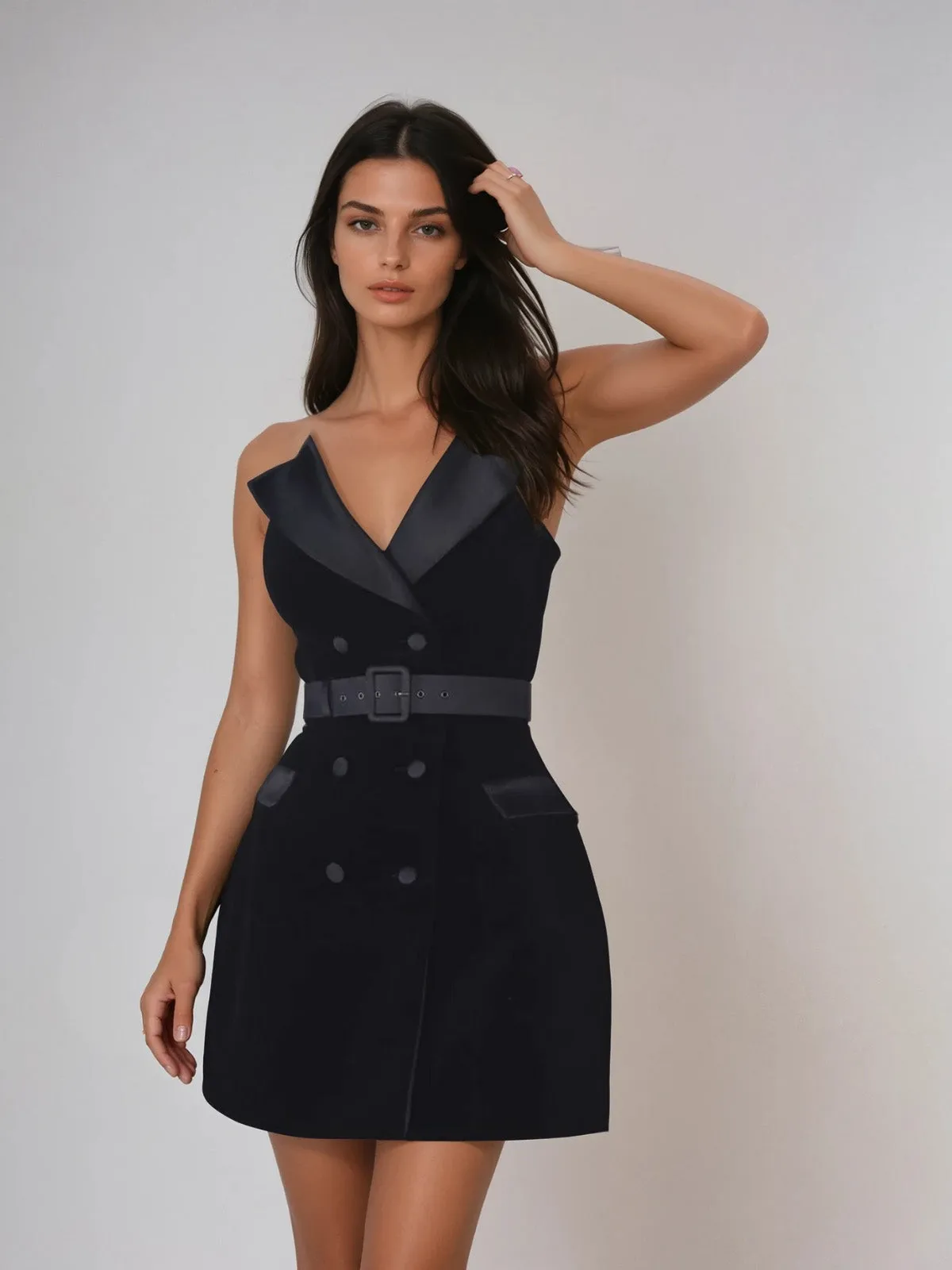 Velythra V Neck Velvet Mini Dress sold by Mew Mews product image thumbnail 2