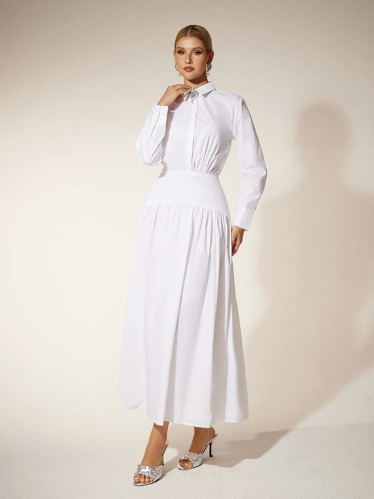 Eilert Collar Ruched Shirt Dress sold by Mew Mews product image thumbnail 4