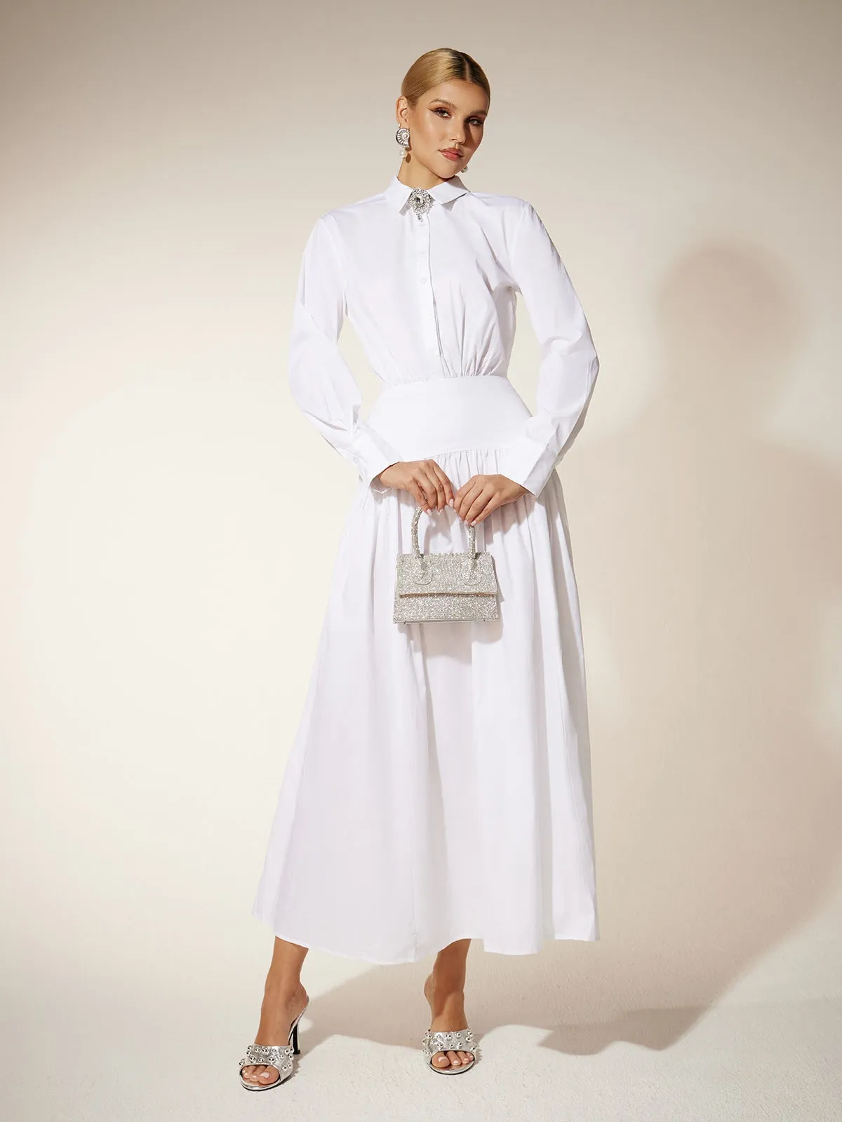 Eilert Collar Ruched Shirt Dress sold by Mew Mews