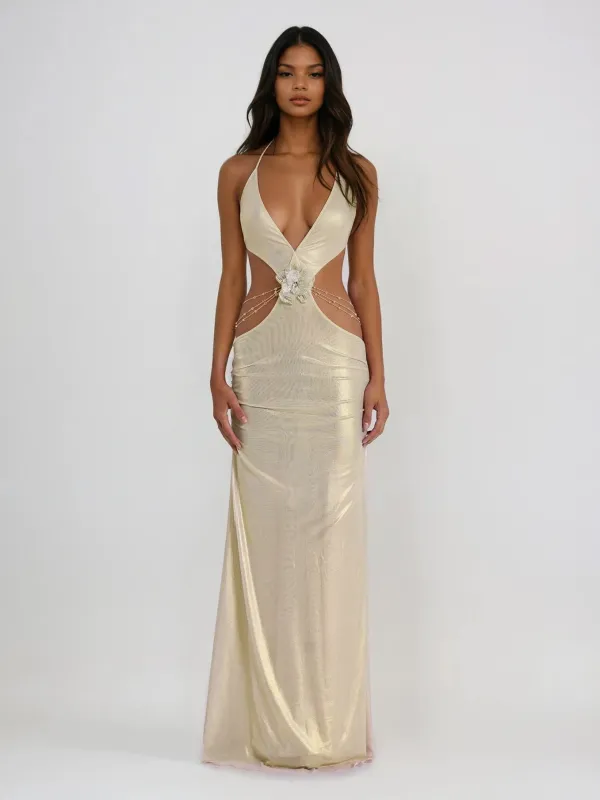 Hydronix Backless Cutout Chain Maxi Dress sold by Mew Mews