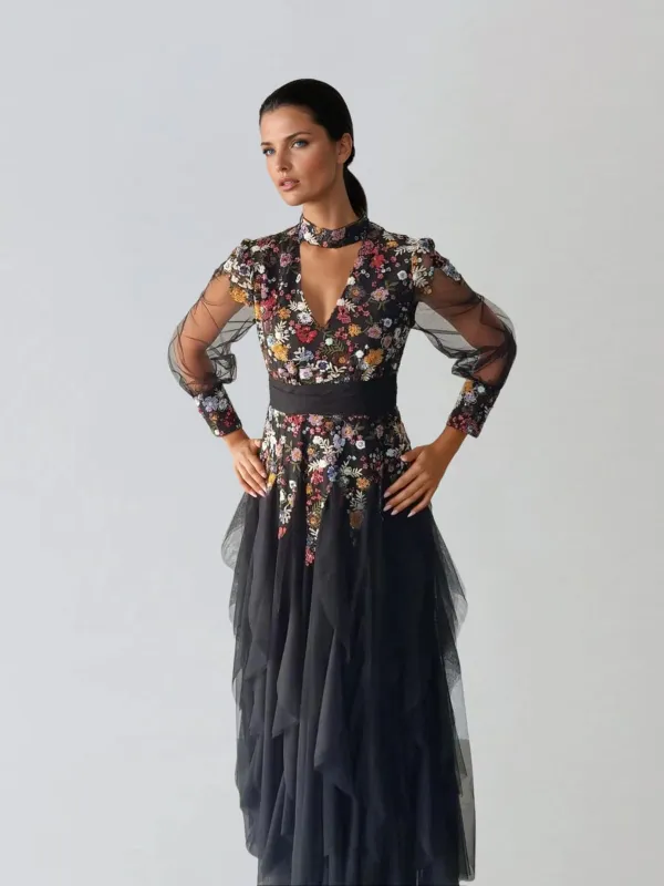 Hamiltonia V Neck Flower Maxi Dress sold by Mew Mews