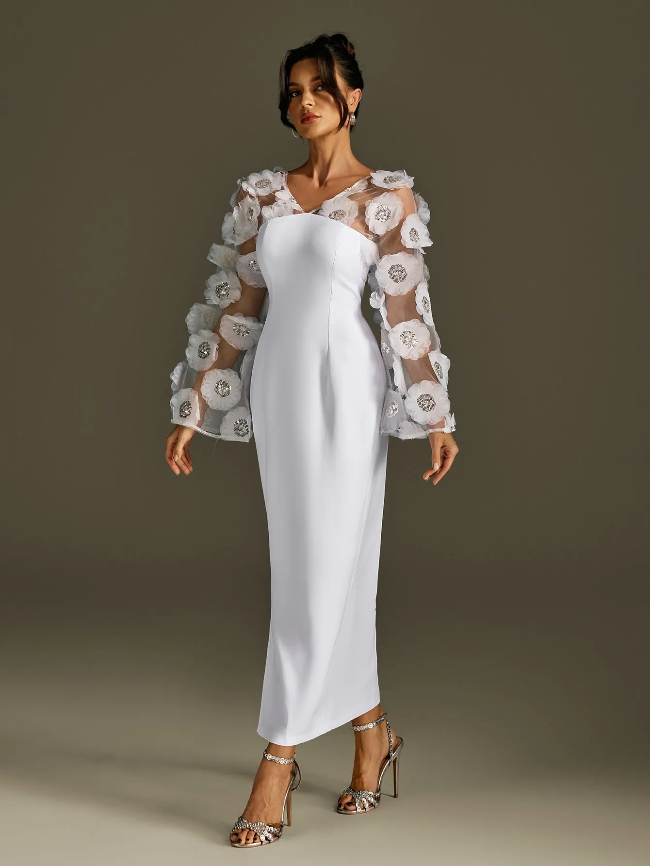 Rosaire Flower Sequin Maxi Dress sold by Mew Mews