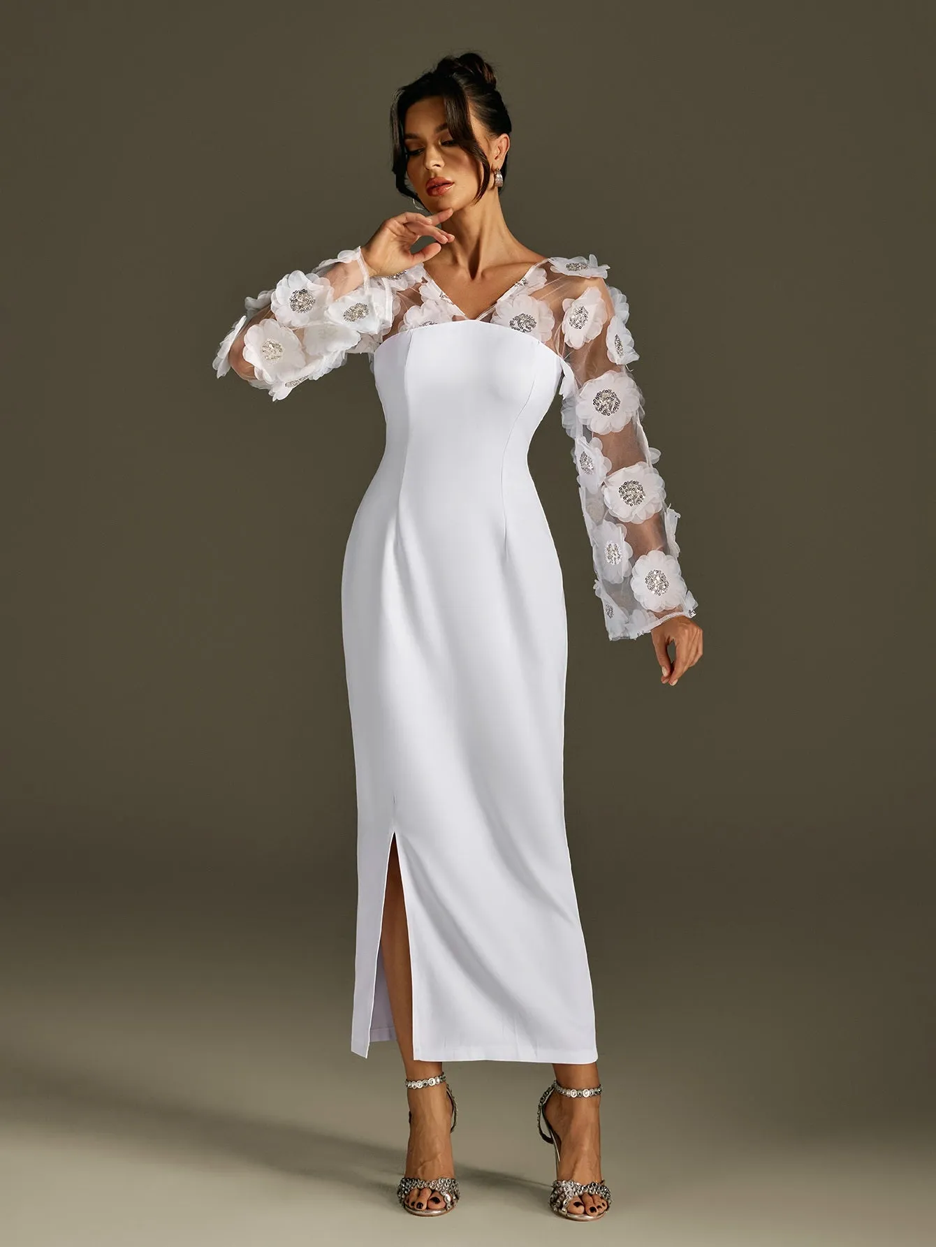 Rosaire Flower Sequin Maxi Dress sold by Mew Mews product image thumbnail 4