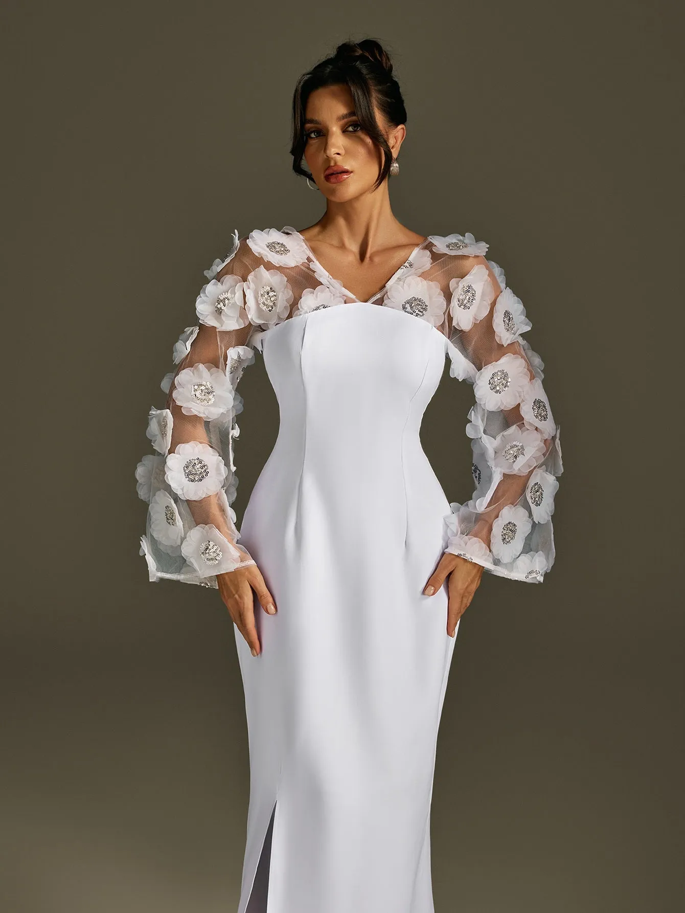 Rosaire Flower Sequin Maxi Dress sold by Mew Mews product image thumbnail 2