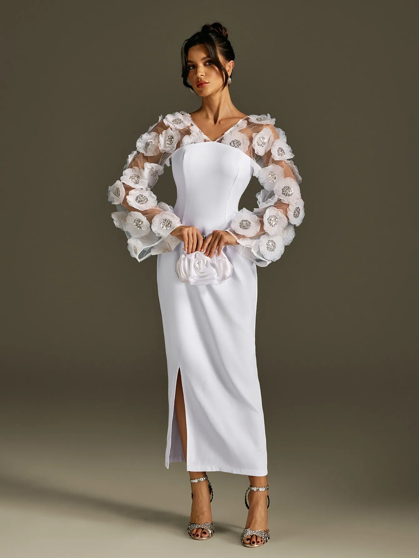 Rosaire Flower Sequin Maxi Dress sold by Mew Mews product image thumbnail 3