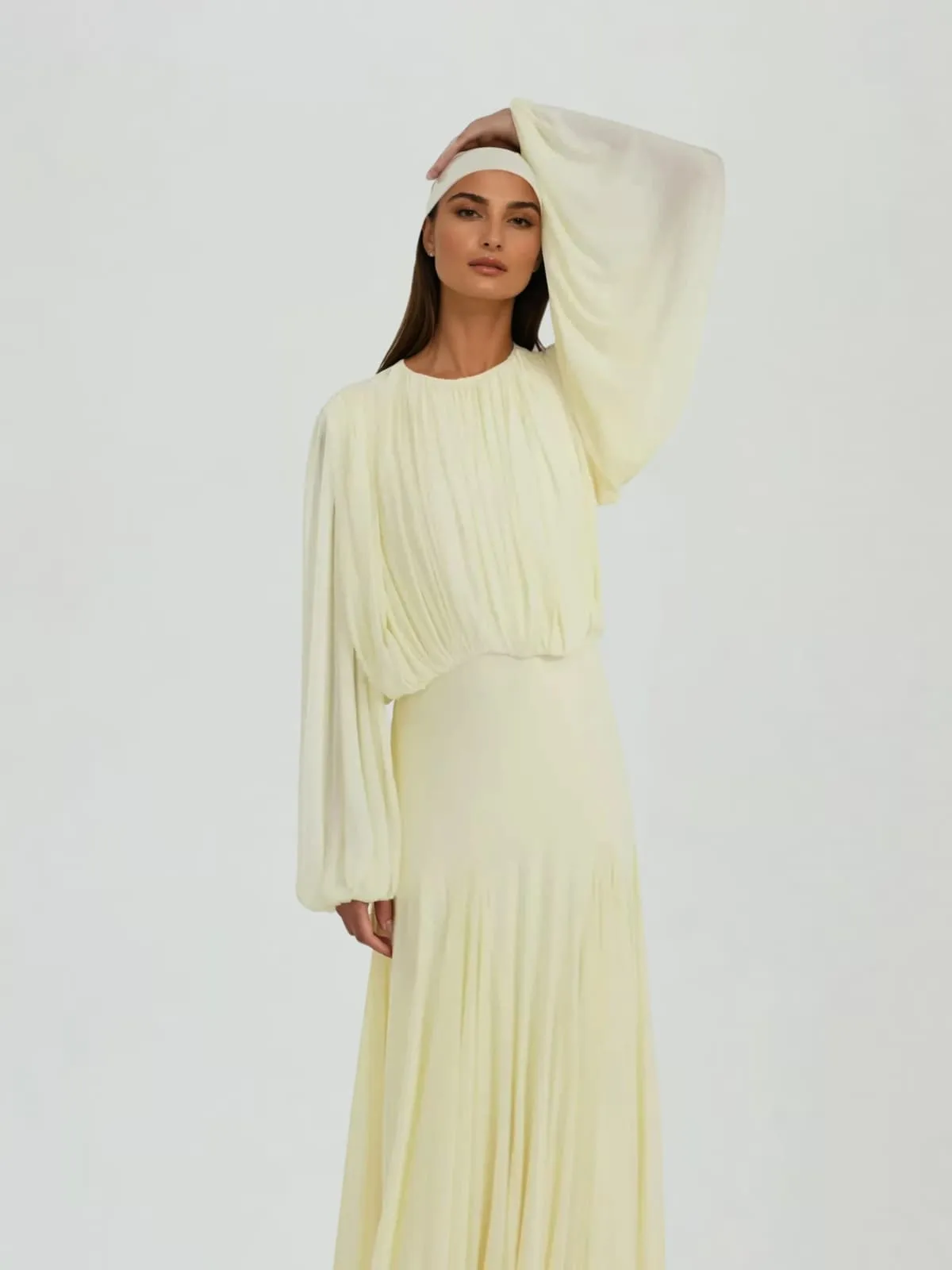 Helium Balloon Sleeve Ruched Maxi Dress sold by Mew Mews product image thumbnail 3