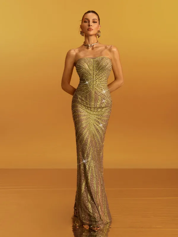 Gneissa Strapless Diamond Split Maxi Dress sold by Mew Mews