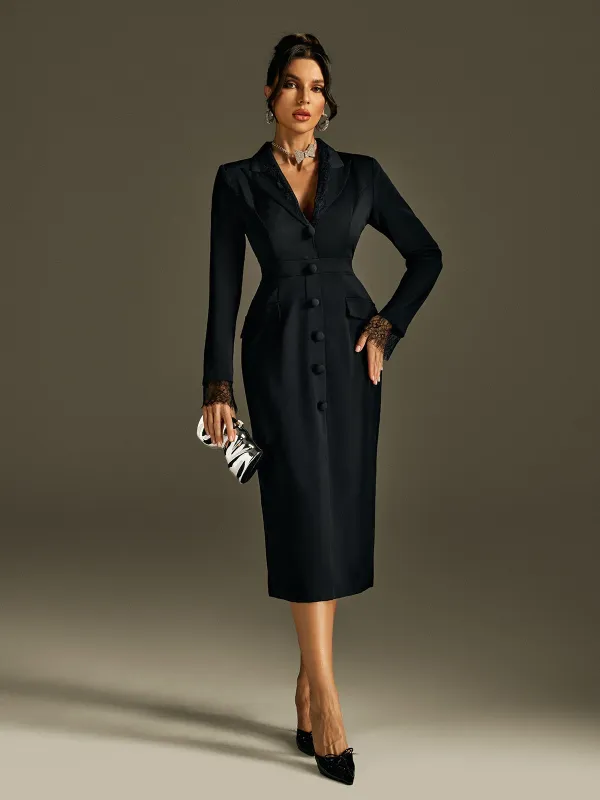 Romulus Long Sleeve Lace Midi Dress made by Mew Mews