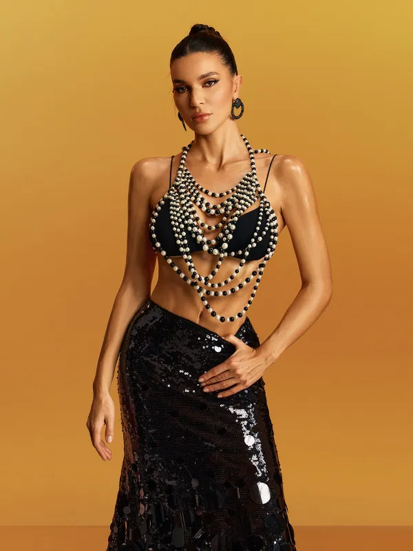 Gelistra Beaded Chain Bralette sold by Mew Mews