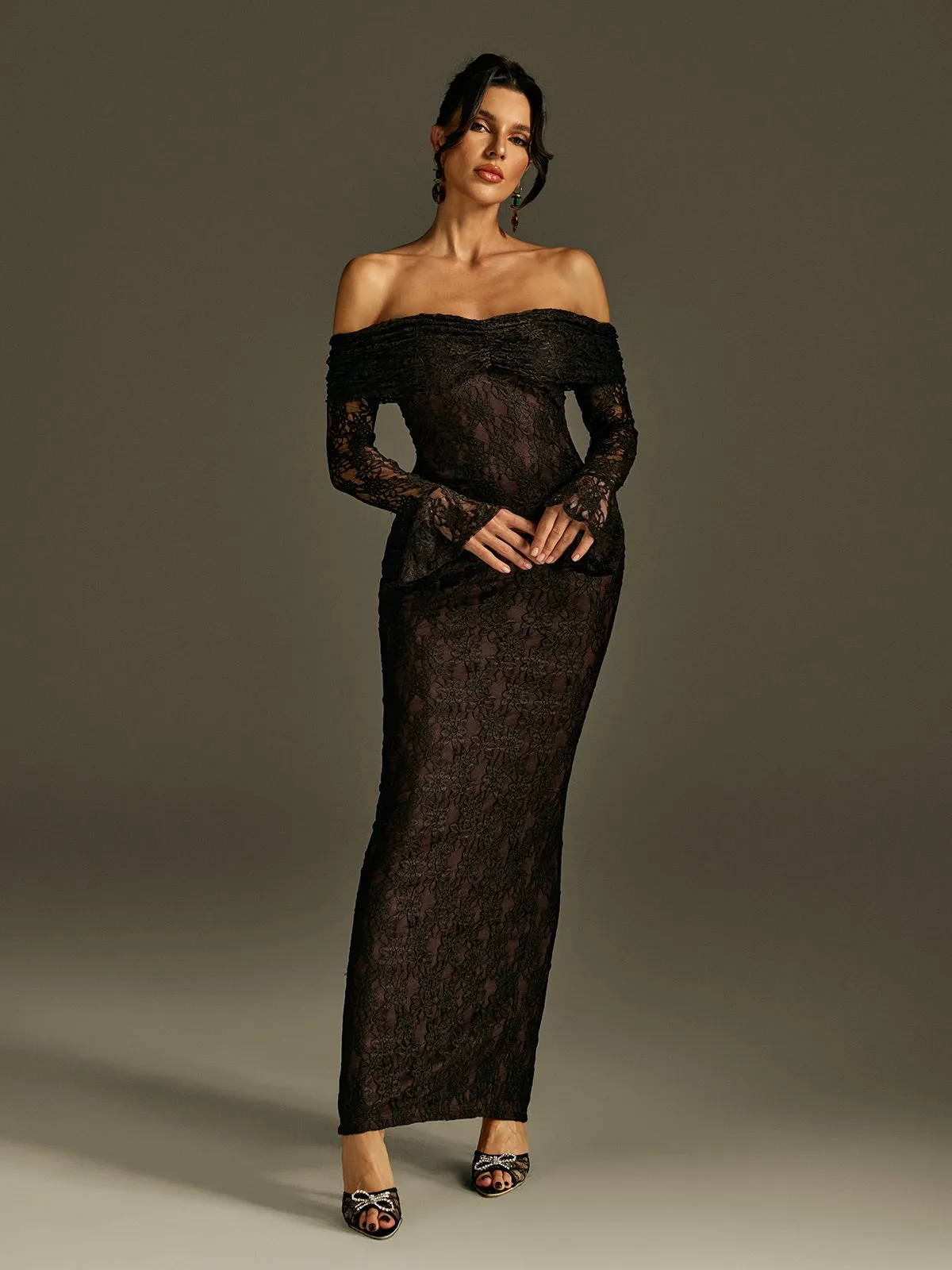 Rohak Off Shoulder Lace Maxi Dress sold by Mew Mews product image thumbnail 2