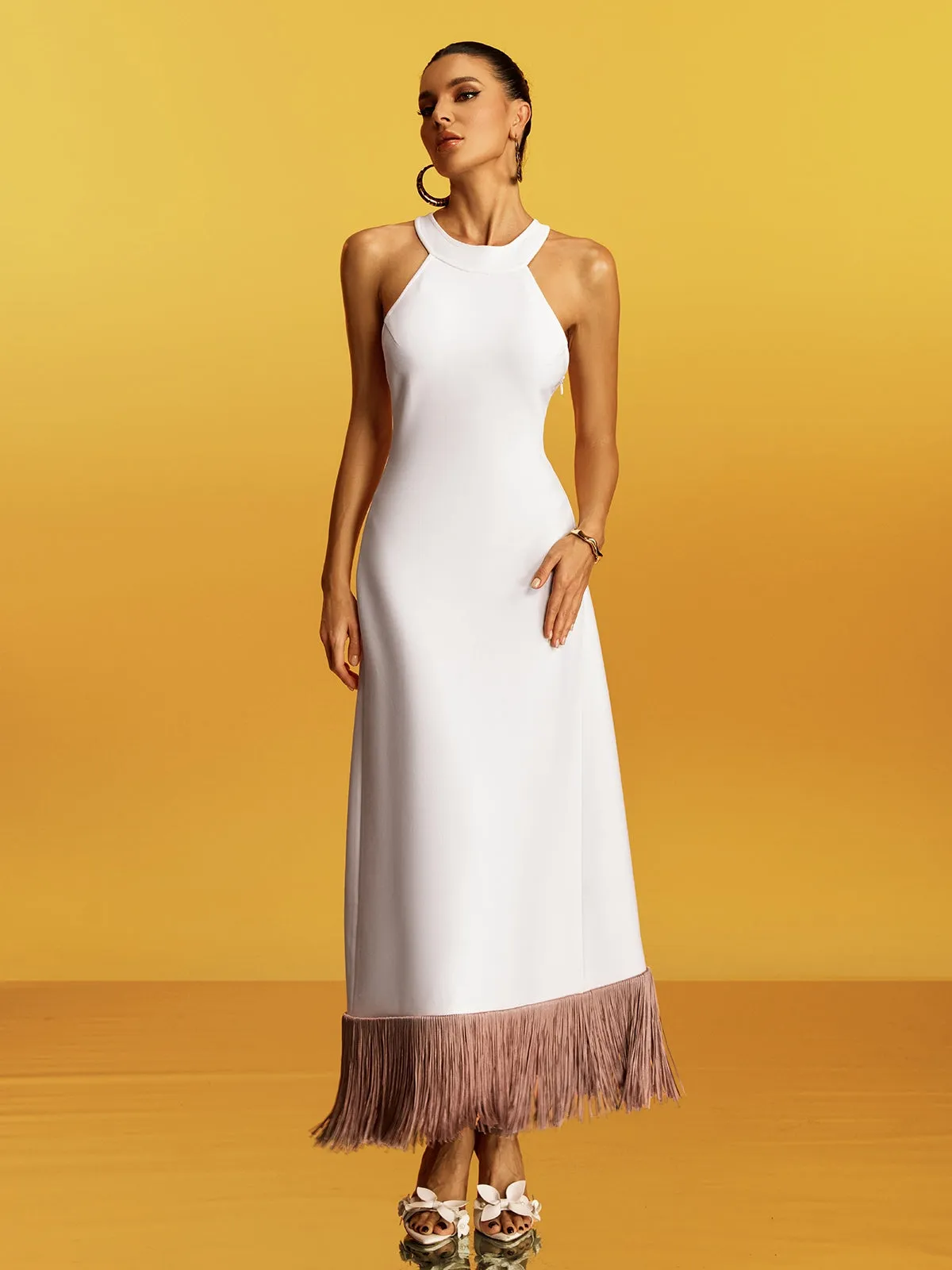 Gigantor Halterneck Fringe Bandage Maxi Dress sold by Mew Mews product image thumbnail 4