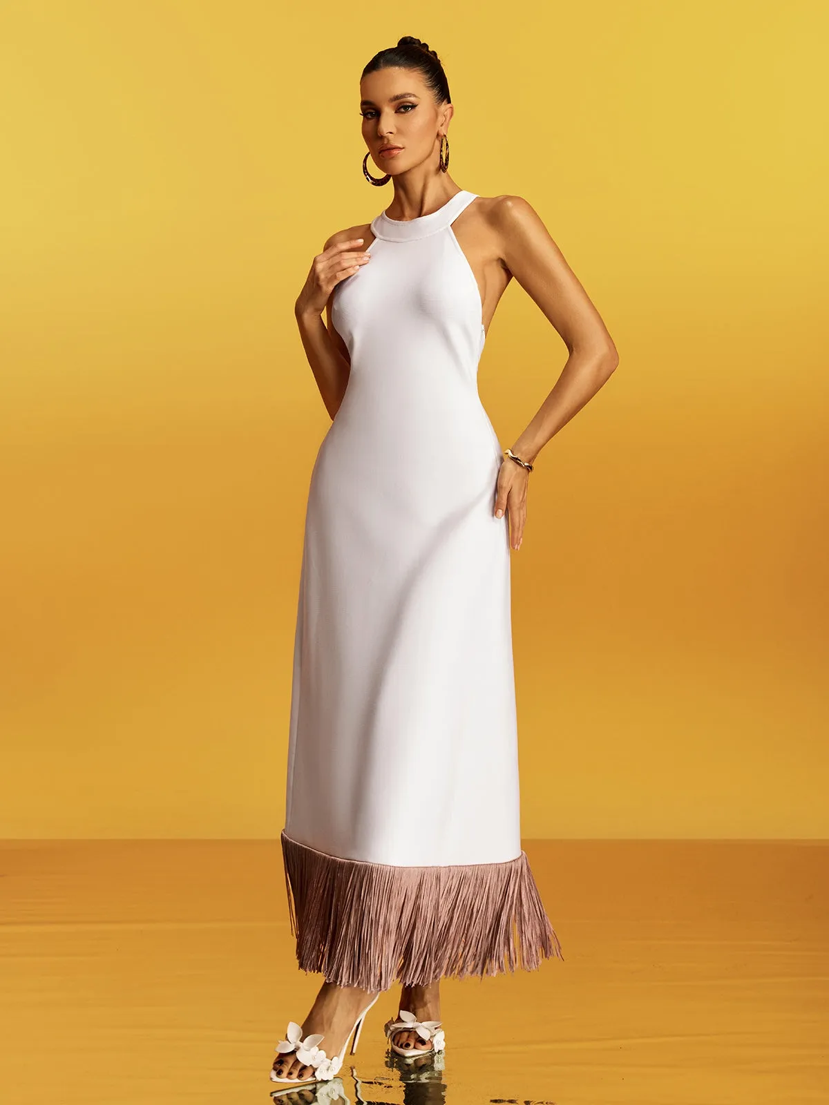 Gigantor Halterneck Fringe Bandage Maxi Dress sold by Mew Mews product image thumbnail 5