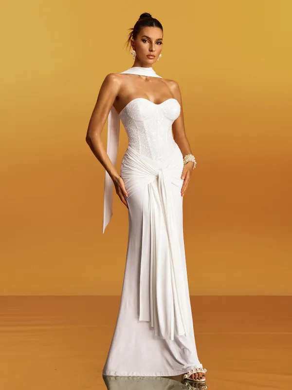 Galaxar Strapless Twisted Maxi Dress sold by Mew Mews