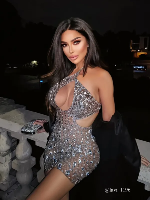 Hanne Backless Rhinestone Mesh Mini Dress In Silver sold by Mew Mews