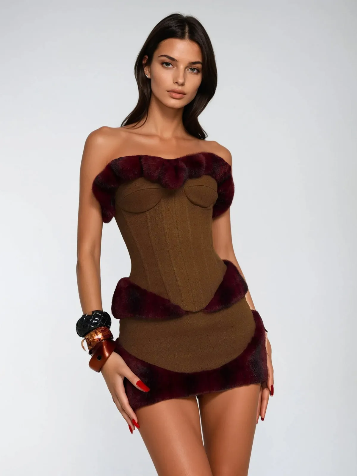 Ulythar Strapless Faux Fur Skirt Set sold by Mew Mews product image thumbnail 2