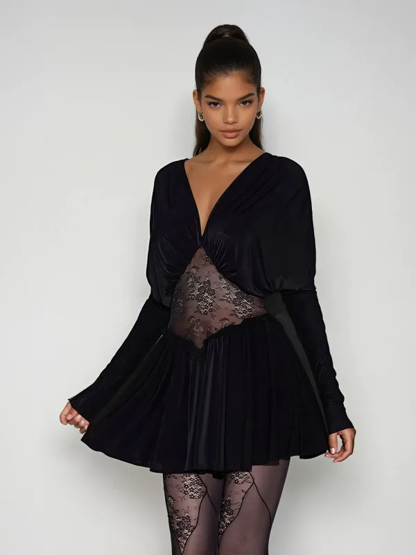 Jovortex V Neck Lace Mini Dress sold by Mew Mews