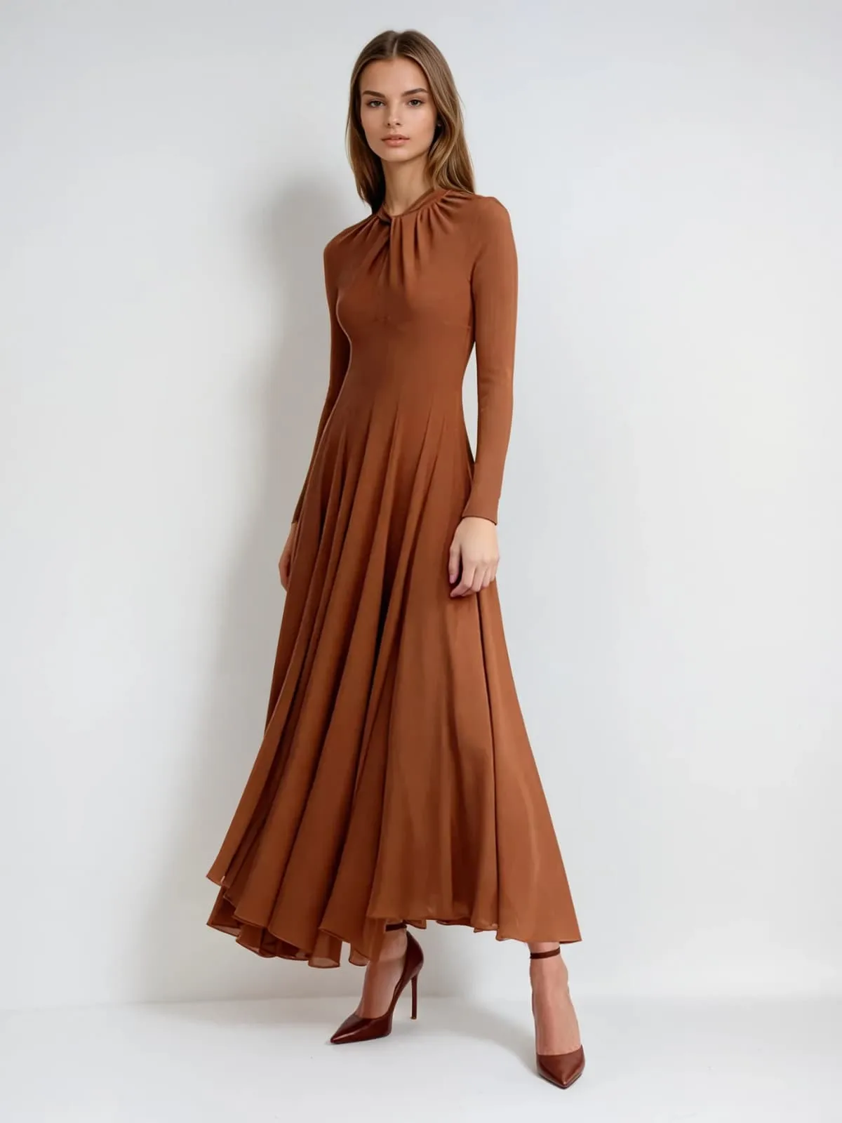 Knotrix Long Sleeve Flared Maxi Dress sold by Mew Mews product image thumbnail 2
