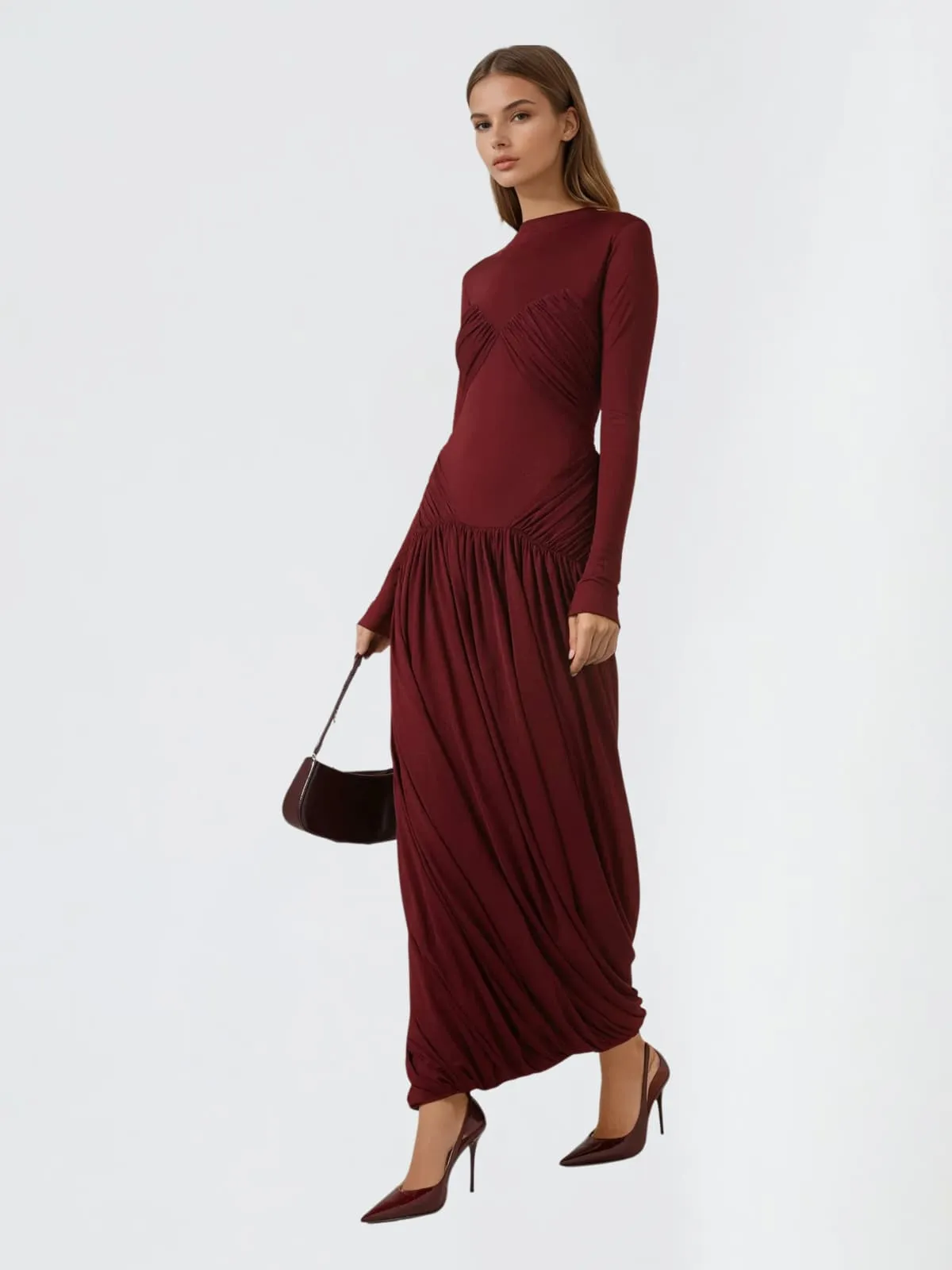 Kosterla Long Sleeve Ruched Maxi Dress sold by Mew Mews product image thumbnail 2