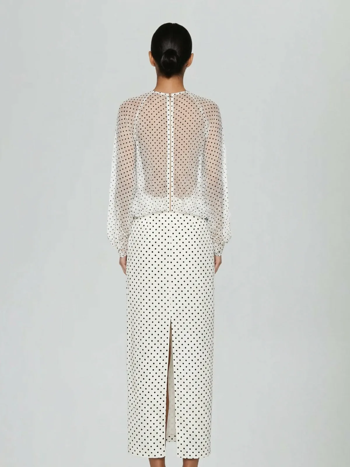 Wyvra Long Sleeve Dot Maxi Dress In White sold by Mew Mews product image thumbnail 4