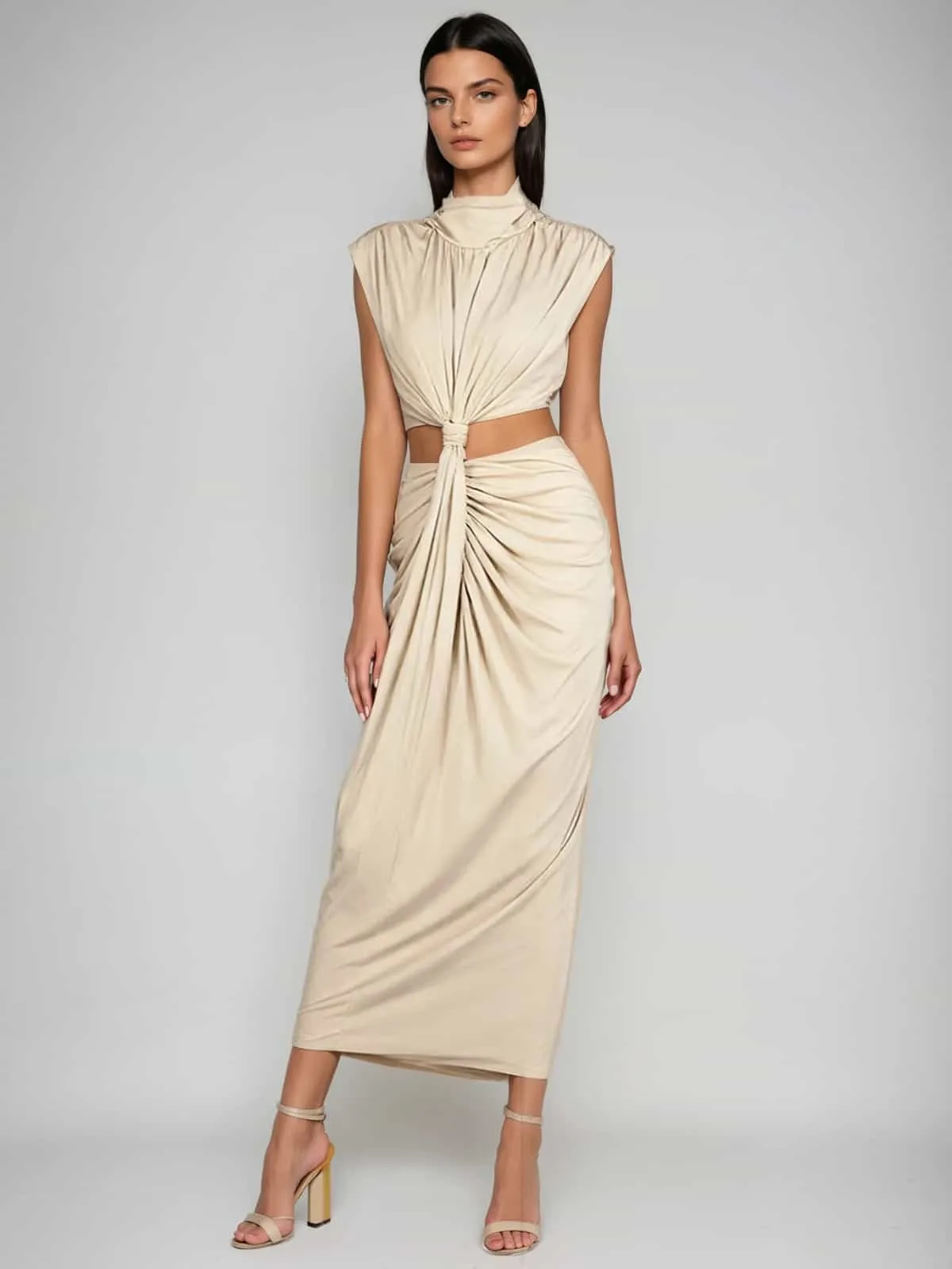 Kaliedra High Neck Cutout Maxi Dress sold by Mew Mews