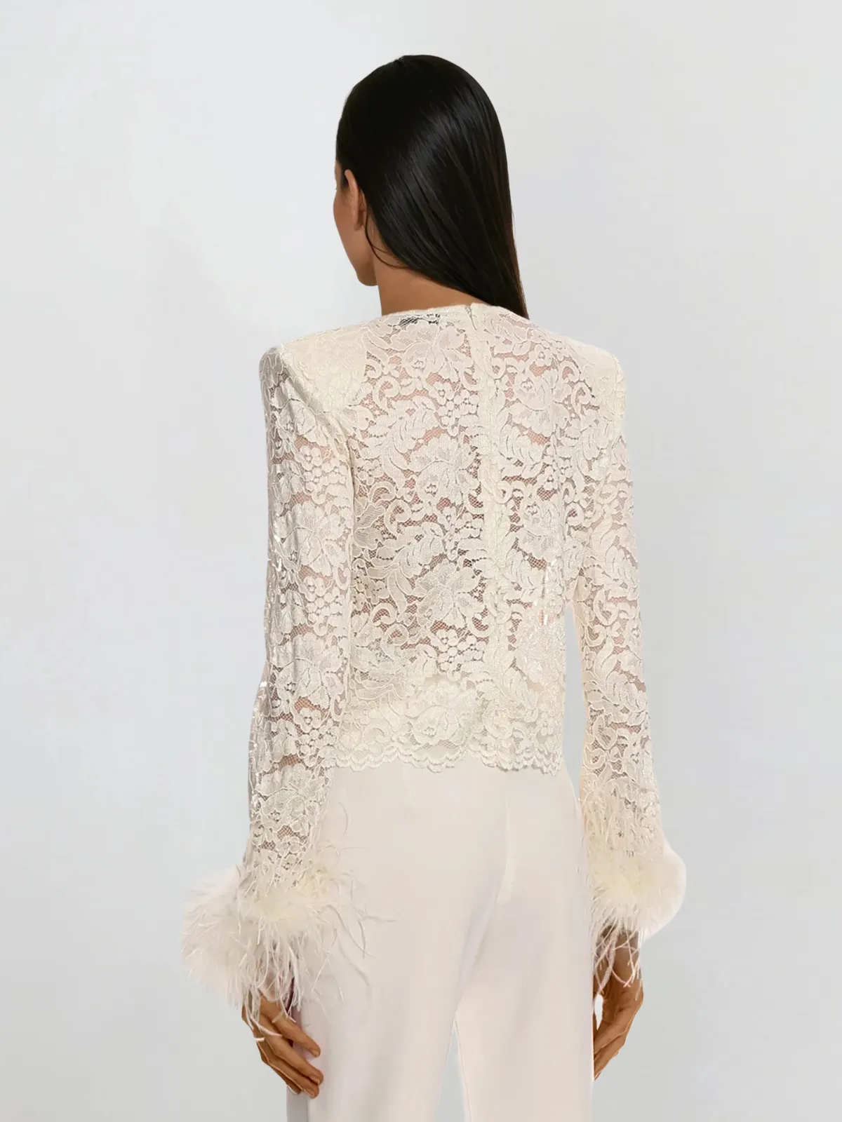 Jovector Fur Sleeve Lace Top sold by Mew Mews product image thumbnail 4