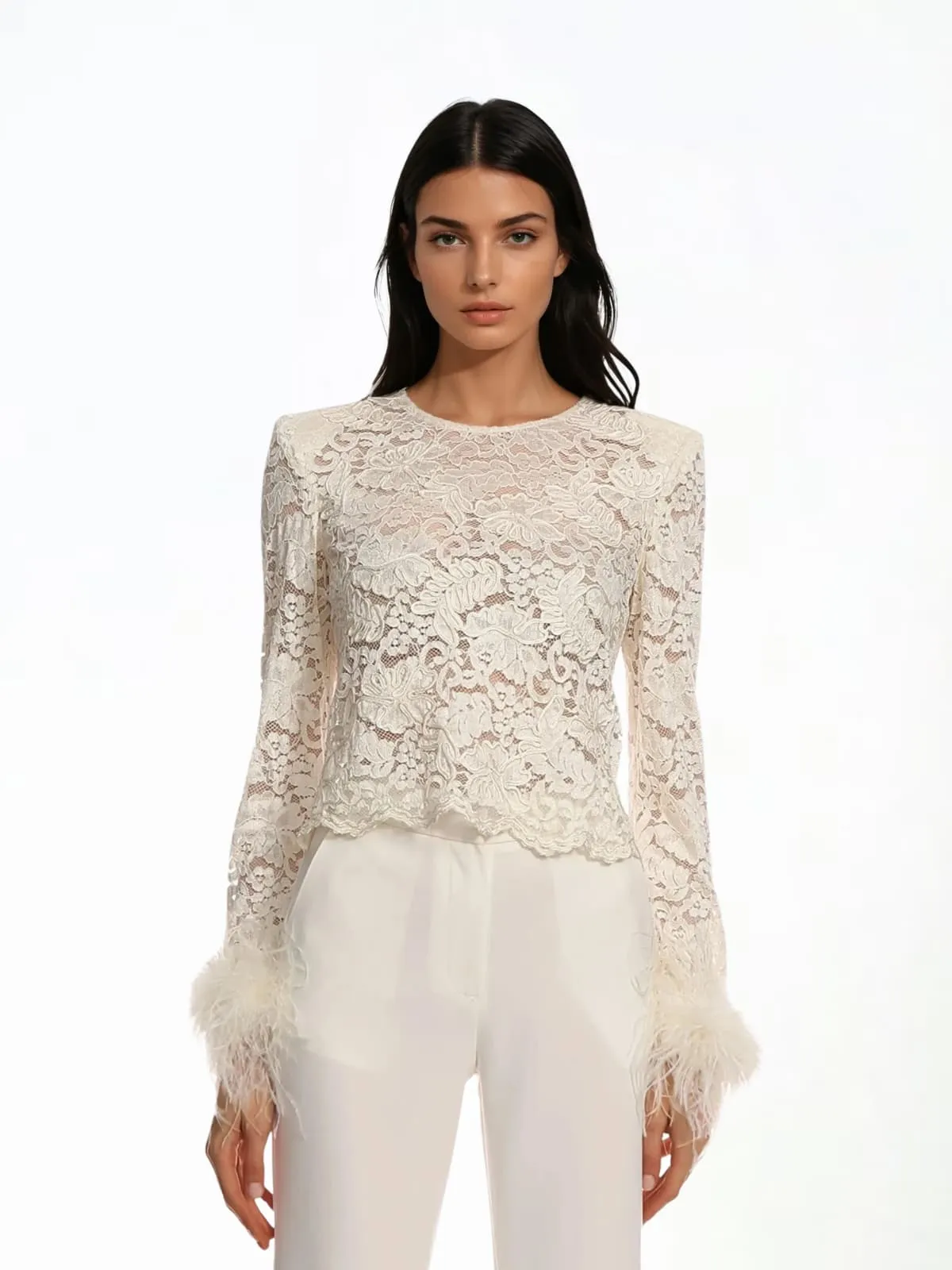 Jovector Fur Sleeve Lace Top sold by Mew Mews product image thumbnail 2