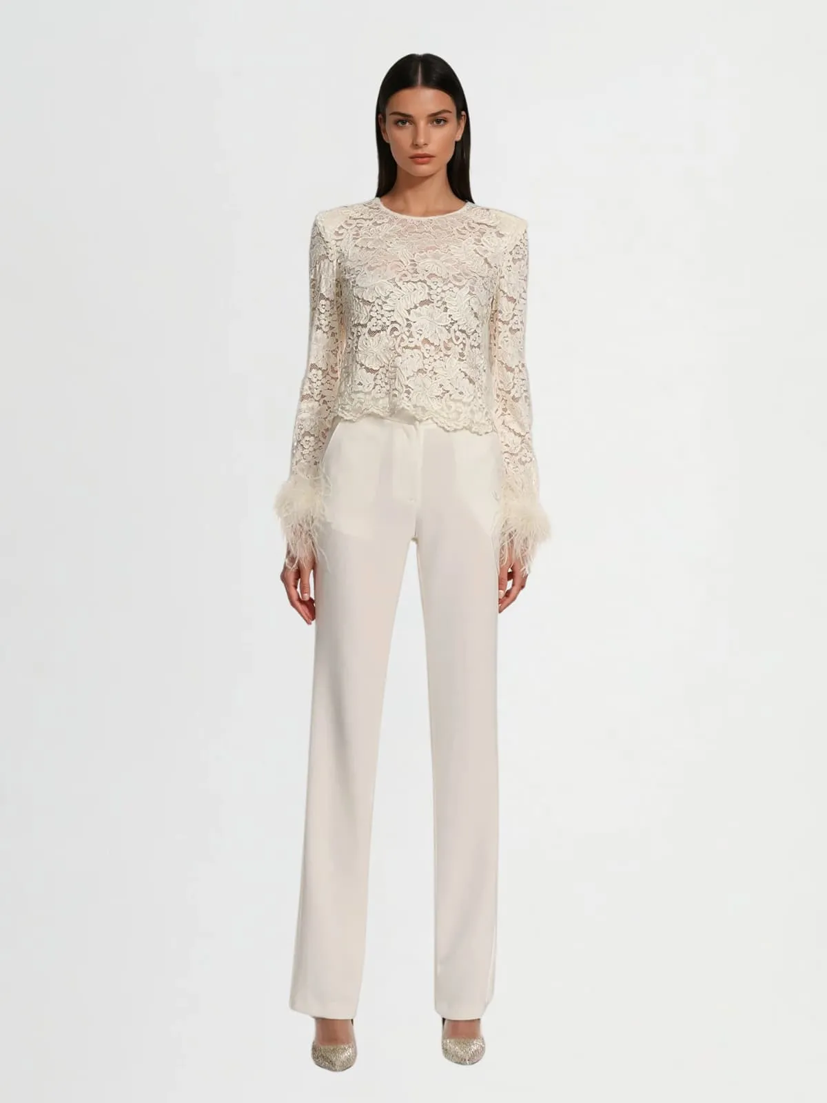 Jovector Fur Sleeve Lace Top sold by Mew Mews