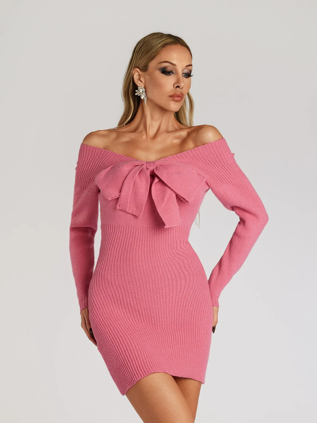 Fareed Off Shoulder Bow Mini Dress sold by Mew Mews product image thumbnail 4