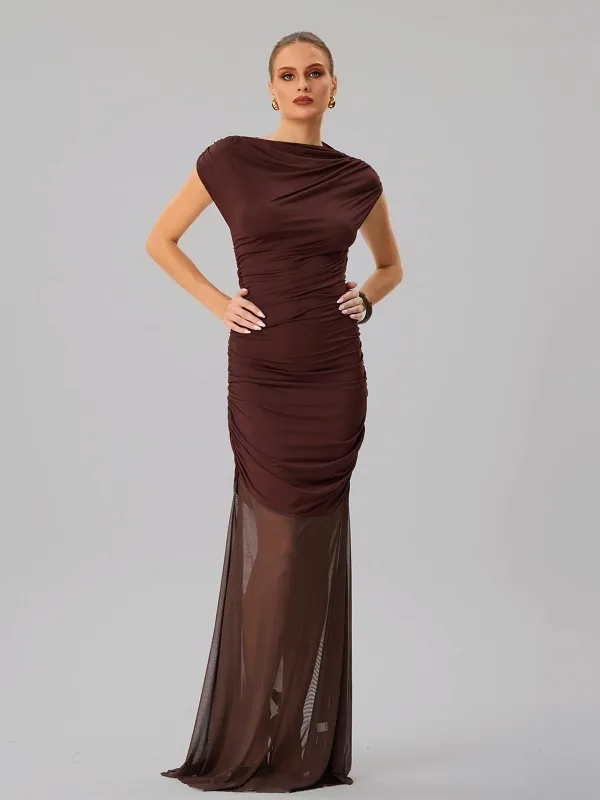 Farid Short Sleeve Bodycon Mesh Maxi Dress sold by Mew Mews