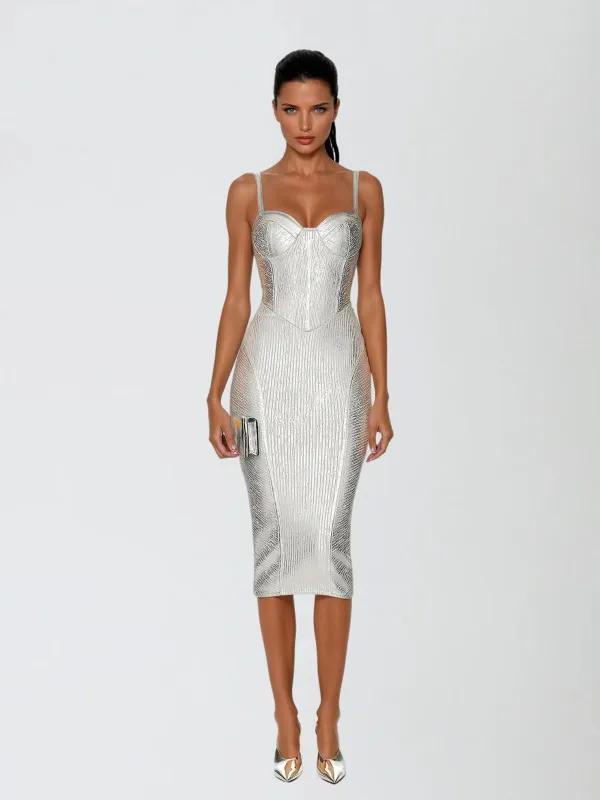 Mycorrhix Sleeveless Bandage Midi Dress sold by Mew Mews