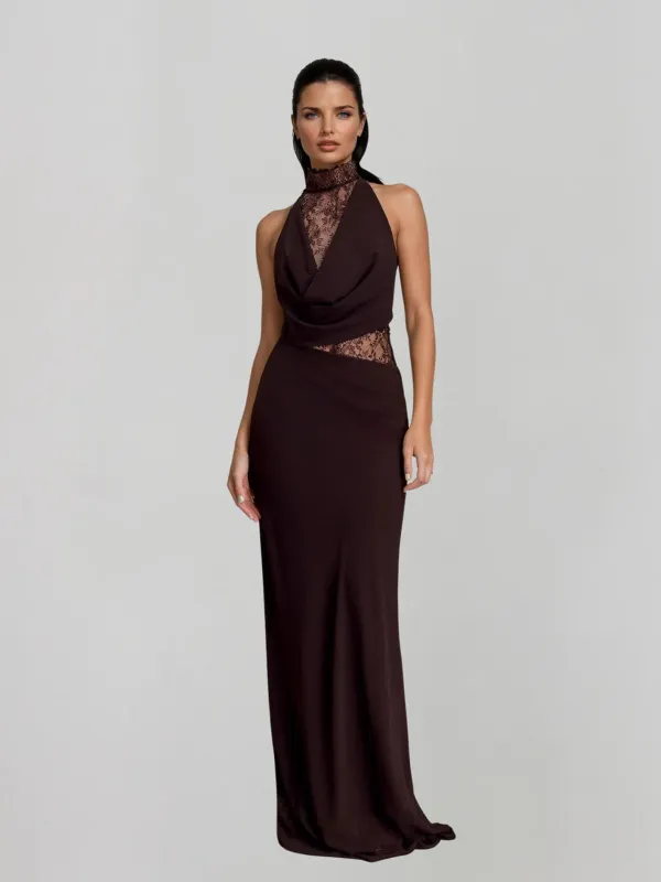 Mackerel Halterneck Lace Maxi Dress sold by Mew Mews