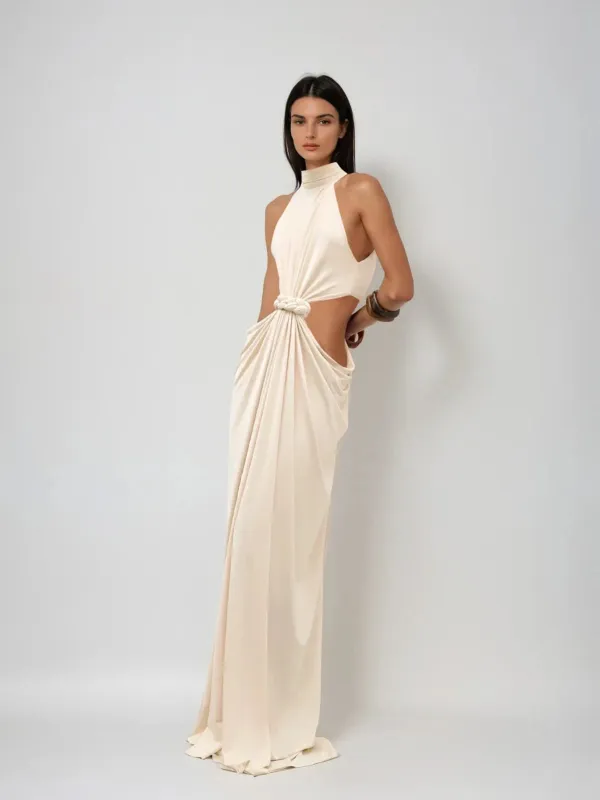 Lyapunovix High Neck Twisted Cutout Maxi Dress sold by Mew Mews