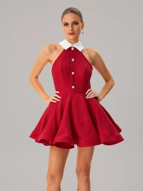 Dewcrest Folded Collar Ruffle Mini Dress sold by Mew Mews