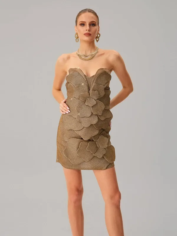 Queyra Strapless Flower Mini Dress sold by Mew Mews