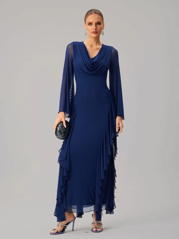 Jitterxa Cowl Neck Ruffle Maxi Dress made by Mew Mews