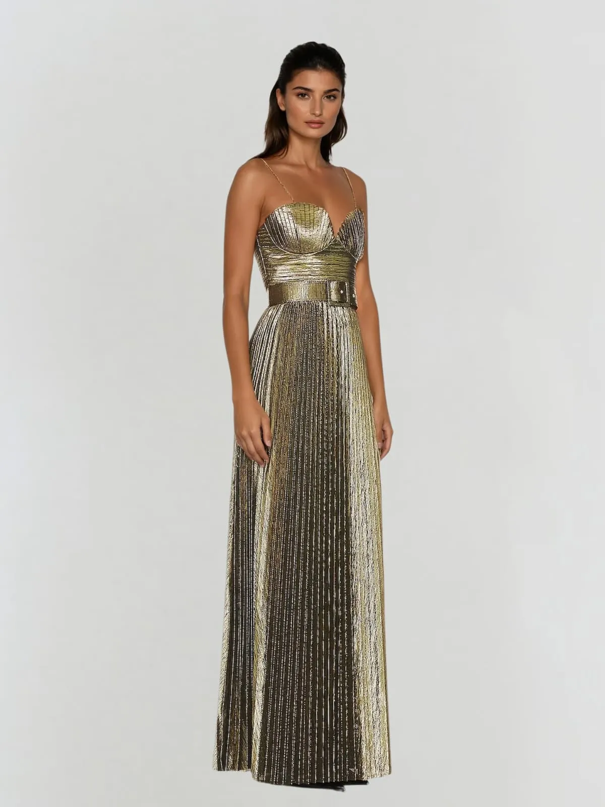 Jetgraph Spaghetti Pleated Metallic Maxi Dress sold by Mew Mews product image thumbnail 3