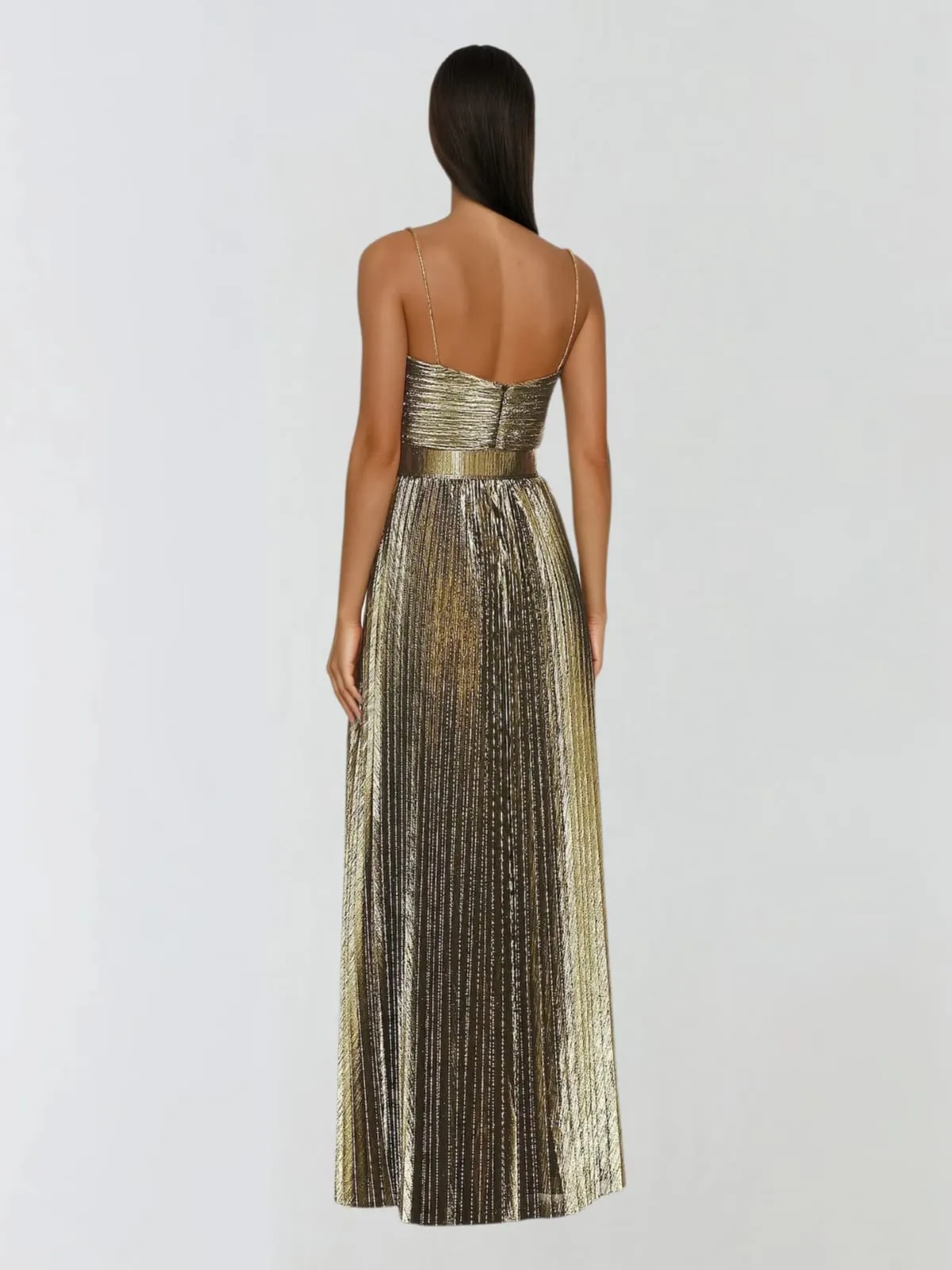 Jetgraph Spaghetti Pleated Metallic Maxi Dress sold by Mew Mews product image thumbnail 4