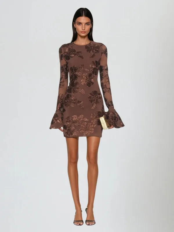 Kordyle Bell Sleeve Flower Mini Dress sold by Mew Mews