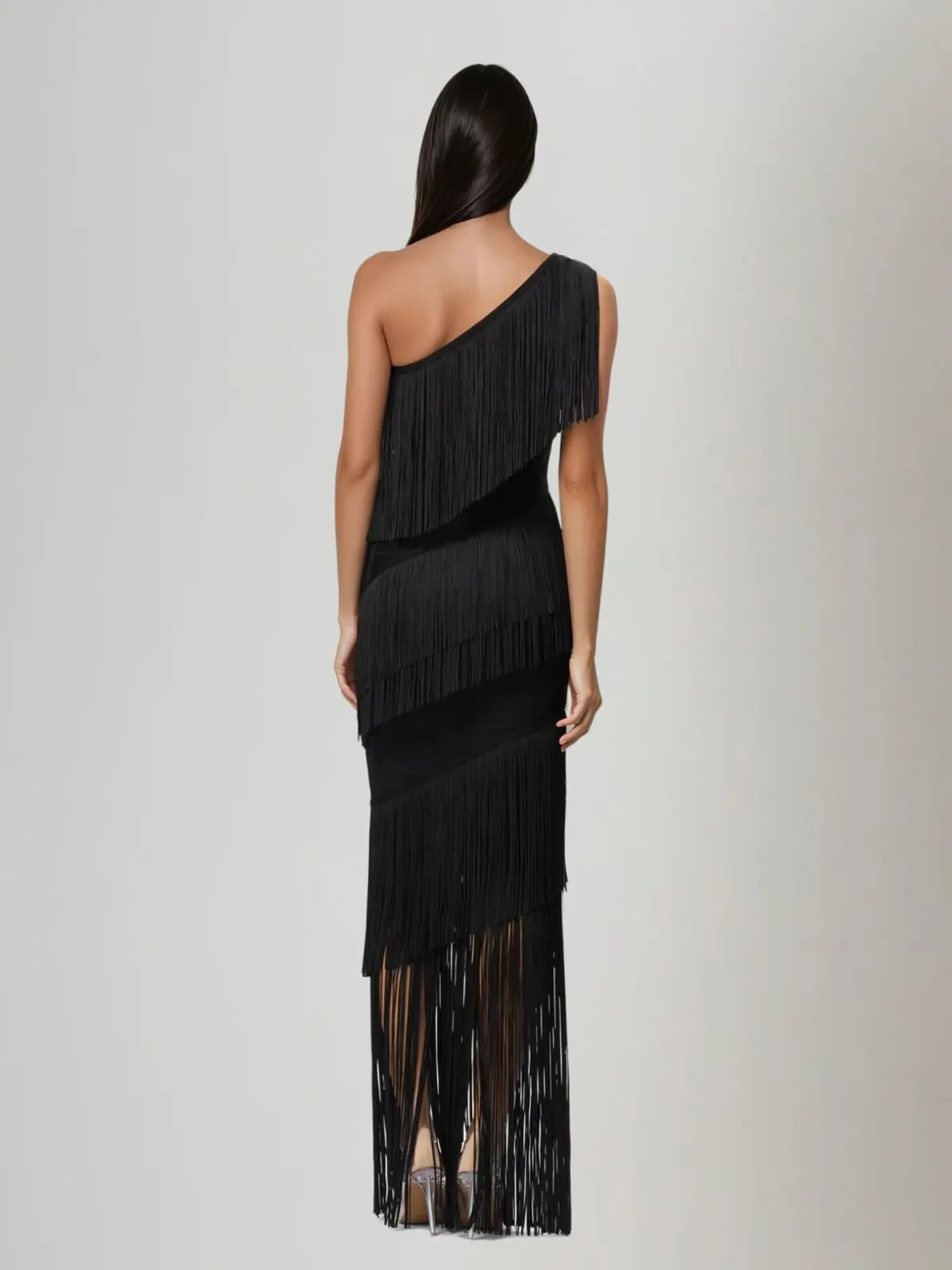 Kreutzix One Shoulder Fringe Bandage Maxi Dress sold by Mew Mews product image thumbnail 5